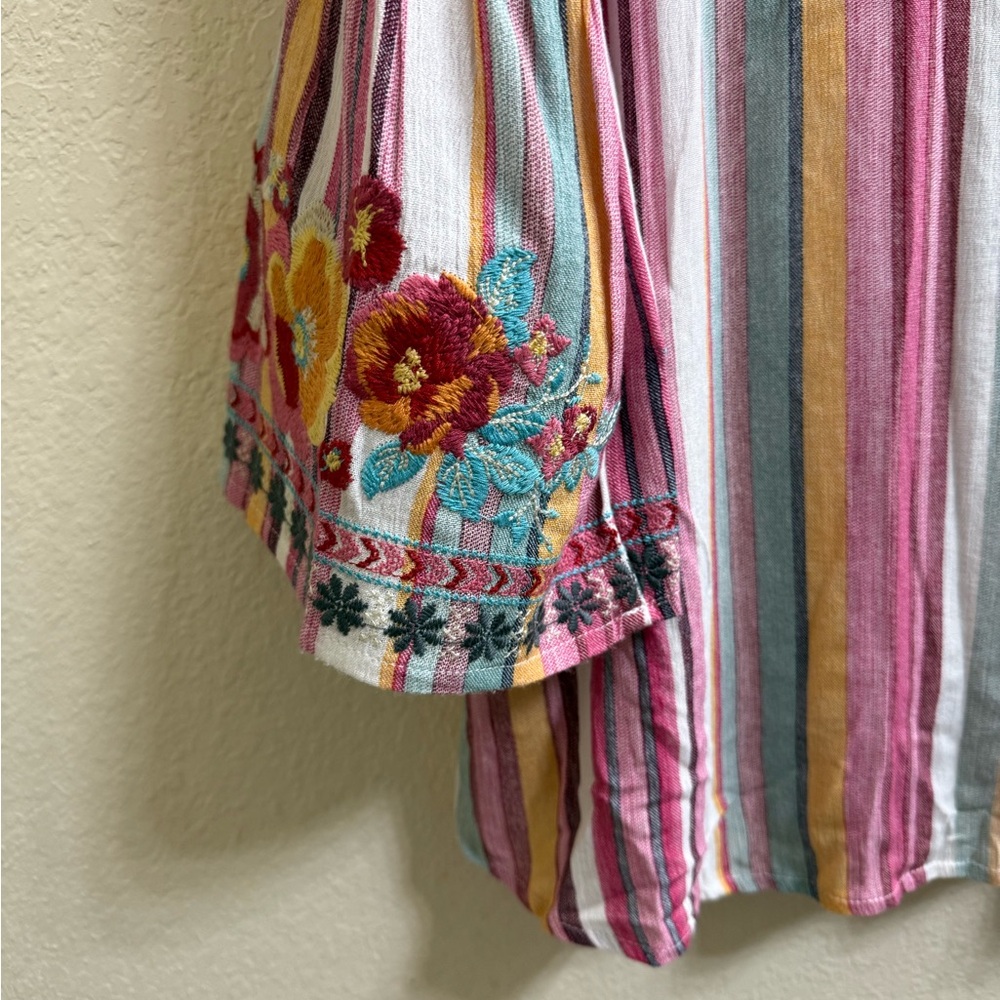 Floral Embroidered Striped (Savannah Jane Dup) Women's Top - Picture 9 of 12